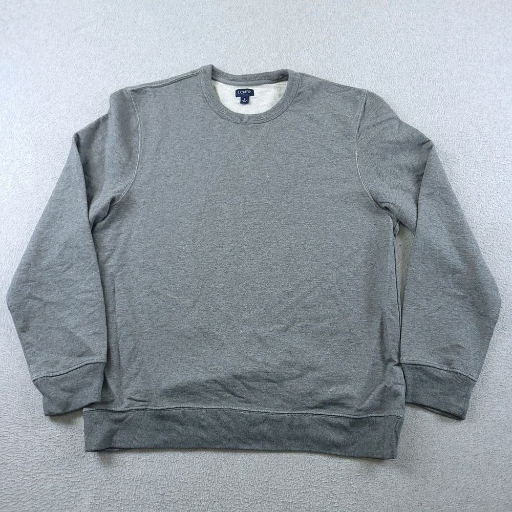 J Crew Sweatshirt Men Large Heather Gray Terry Crewneck Sweater FACTORY Pullover